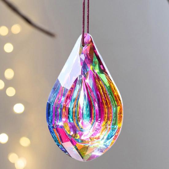 Faux Crystal Prism Sun Catcher Decoration Indoor Outdoor Garden Window Hanging Rainbow