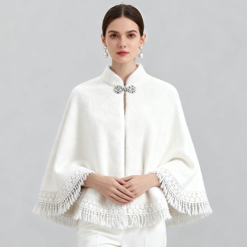 Ципао из искусственного меха норки с шалью и кисточками, короткий кардиган для тепла осенью и зимой