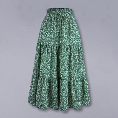 Женская юбка, эластичная, с высокой талией, на шнуровке, юбка-лето, в стиле бохо, с цветочным принтом