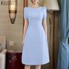 Women Summer Casual Round Neck Short Sleeve Dress