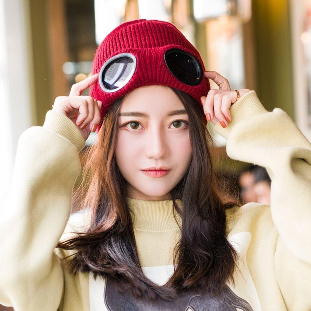 With Glasses Ear Protection Men Beanie Caps Women Wool Caps Knitted Hats Ski Cap Korean Beanies