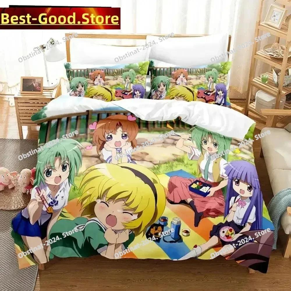 3D Аниме Higurashi When They Cry Комплект постельного белья с принтом Комплект постельного белья с наволочкой Мягкое покрывало для кровати Односпальное Двуспальное Queen Super King-Size Размеры