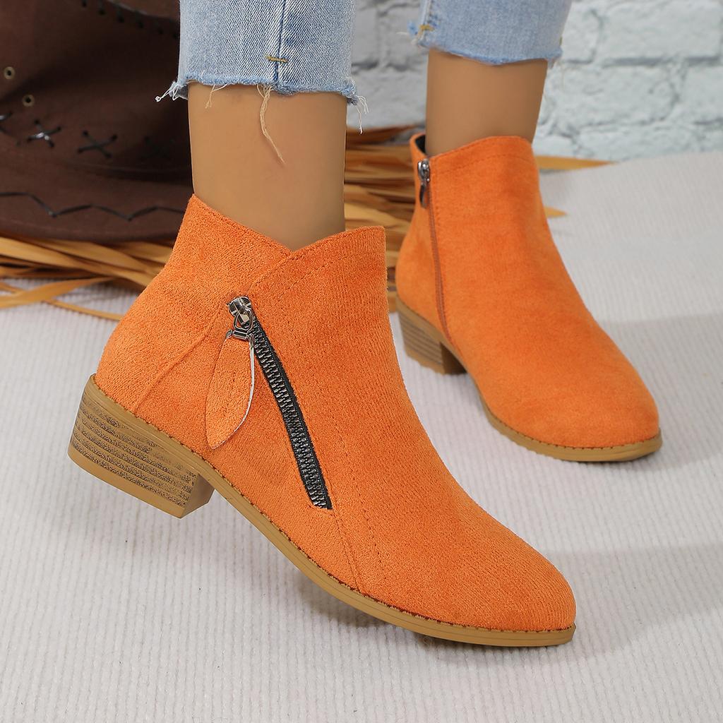 Fashion 2024New Women's Boots Pionted Toe Low Heel Shoes for Women Zip Platform Modern Boots Outdoor Fashion Anti-slip Ankle Women Shoes