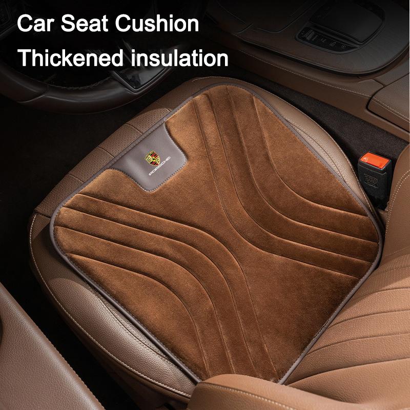 Автомобильная подушка на сиденье Утолщенная Изоляционная Фланелевая Плюшевая Подушка на Сиденье Для Porsche Macan 911 718 Taycan Panamera Cayenne Boxster Cayman