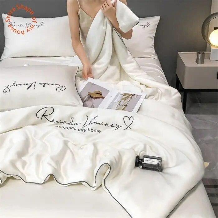 Midsummer Series Luxury Washed Silk Embroidered Summer Quilt Single Summer Cool Quilt Blanket Bedding Comforter