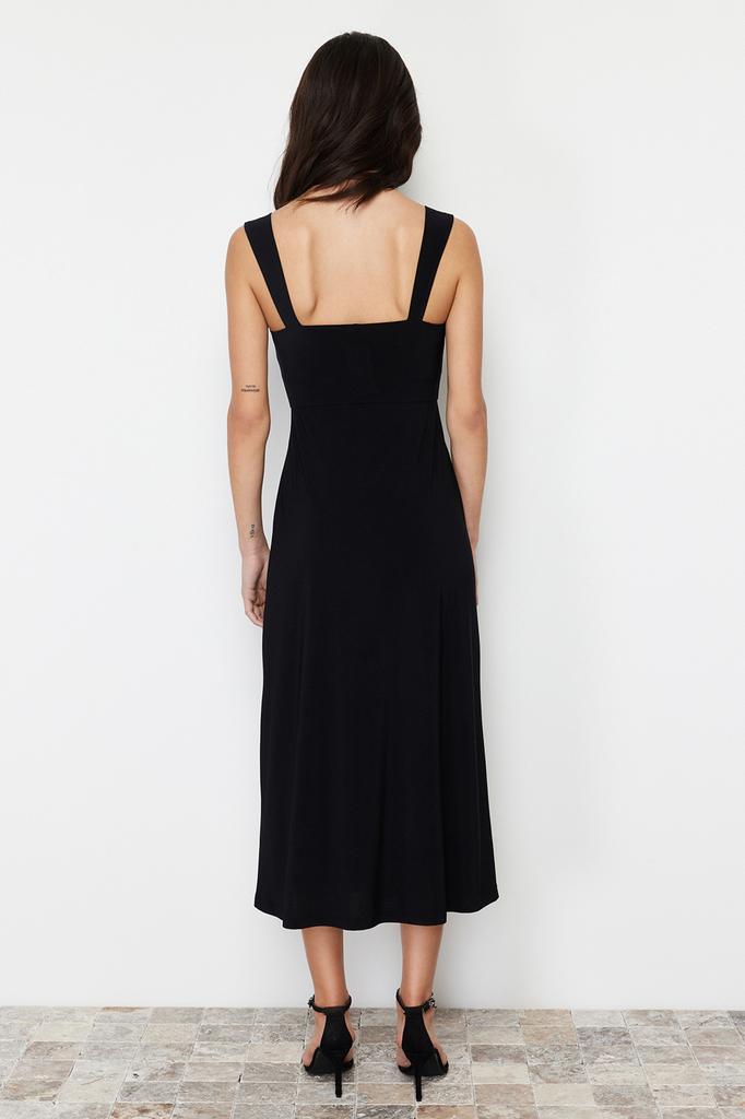 Women's Style Dress Black Plain Knitted Dress