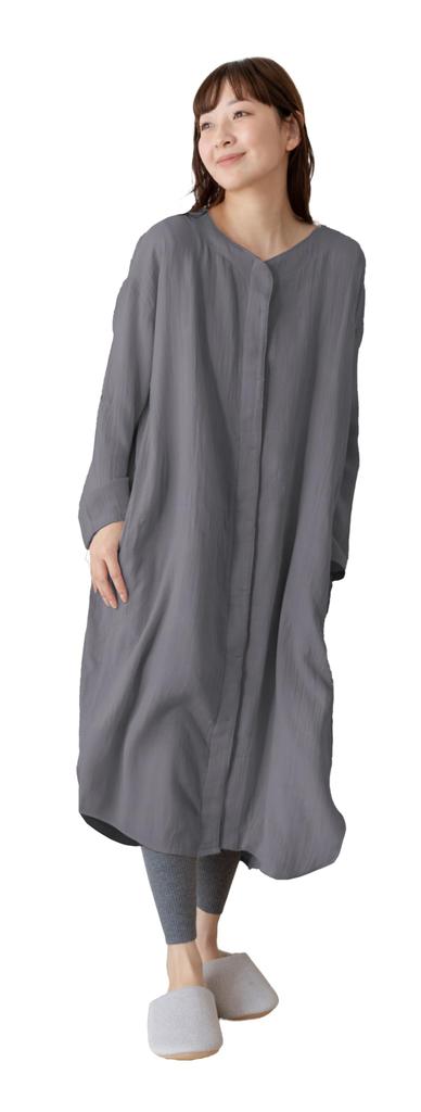 Keratta Maternity Pajama Dress, Loungewear, Front Opening, Charcoal