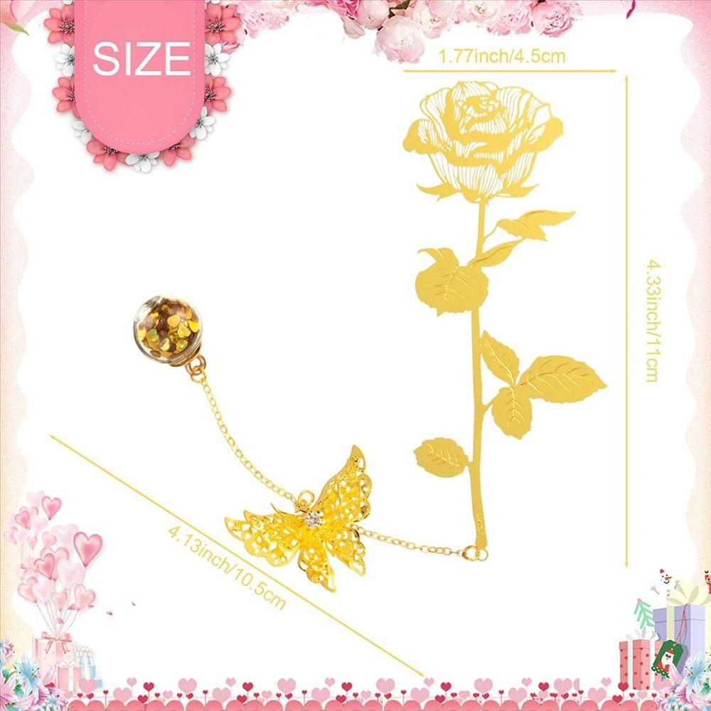 1 набор Металлическая закладка в классическом стиле с подарочной коробкой Золотая роза Закладки Держатель страницы книги