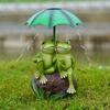 Лягушка-пара, солнечный свет, прочная конструкция из смолы, водонепроницаемая, устойчивая к ультрафиолетовому излучению, скульптура лягушки, держащей зонтик, со светодиодной подсветкой