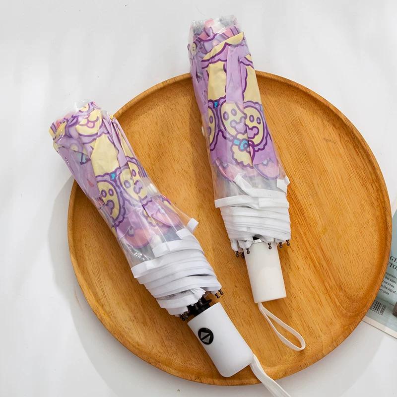StellaLou Transparent Foldable Umbrella Thickened Internet Celebrity Secondary Element Fresh Cartoon Student Male and Female Rabbit Triple Folding