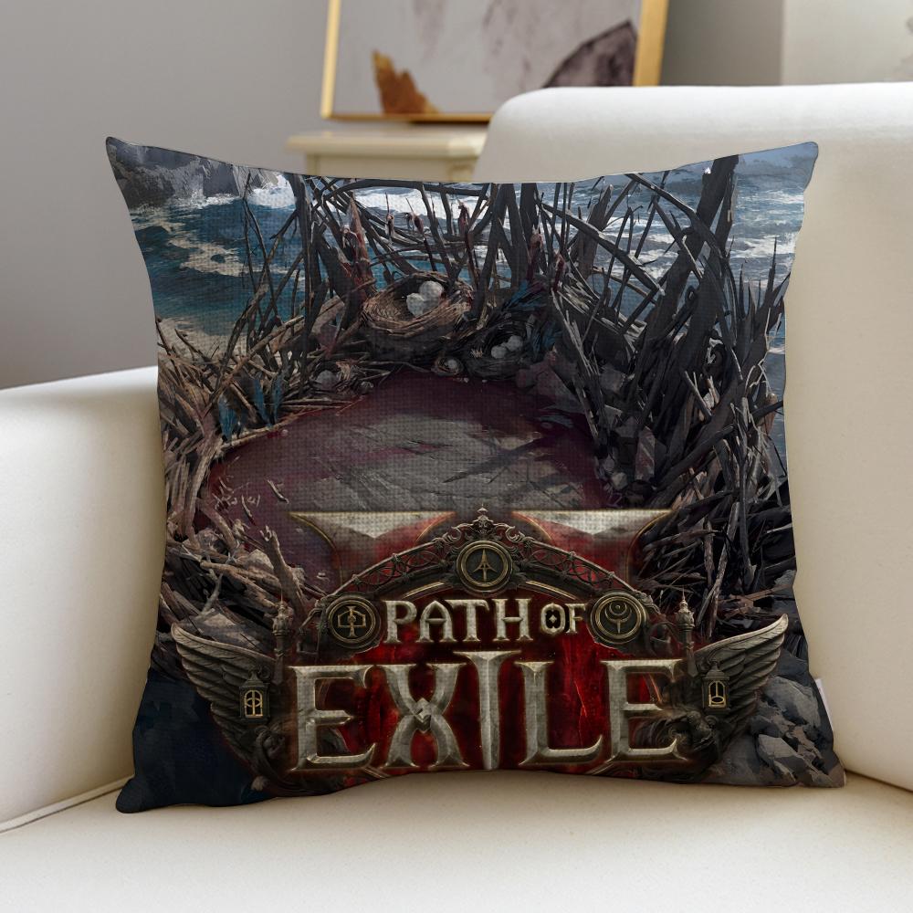 Dark PPath of ExileS Cushion Cover Breathable and skinfriendly linen pillowcase square removable and washable cushion