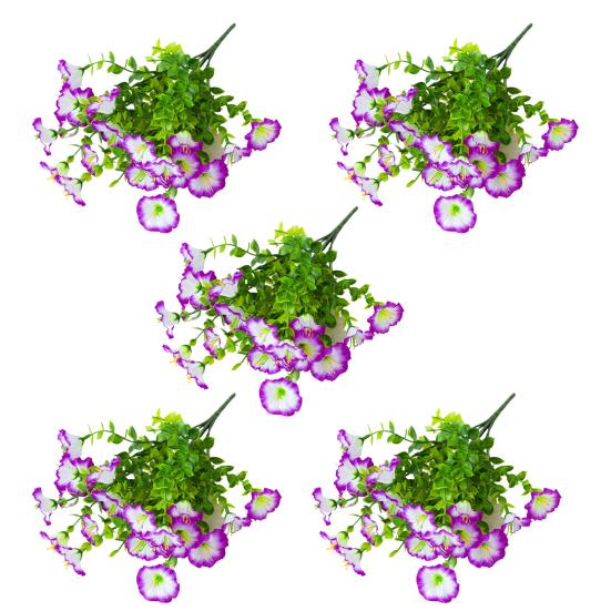 Букет искусственных цветов петунии, искусственные цветы для улицы, реалистичные, устойчивые к ультрафиолетовому излучению, искусственные цветы для крыльца, патио, подвесной корзины