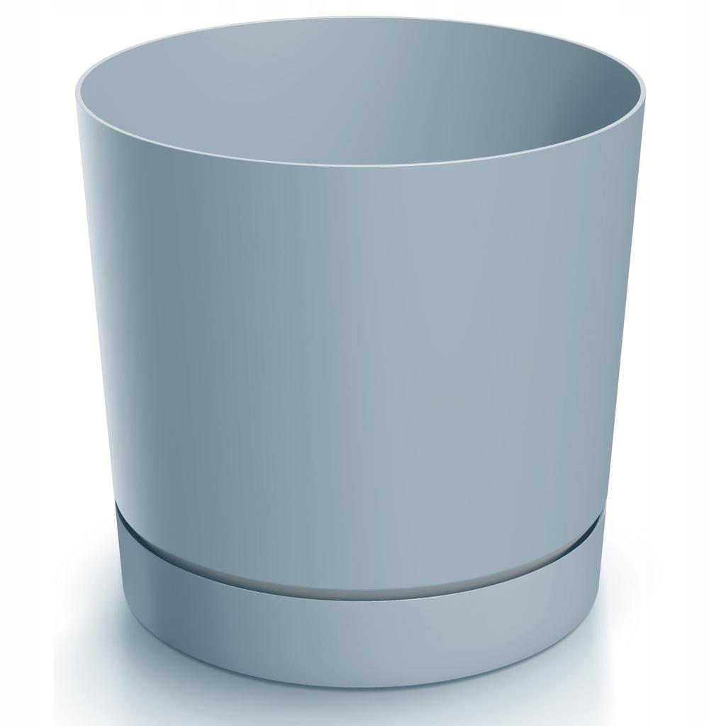 Gray plastic flowerpot with saucer 19.9 cm Tubo