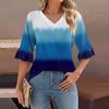 Женский повседневный топ с рукавами 3/4, летняя футболка с v-образным вырезом и пышными рукавами