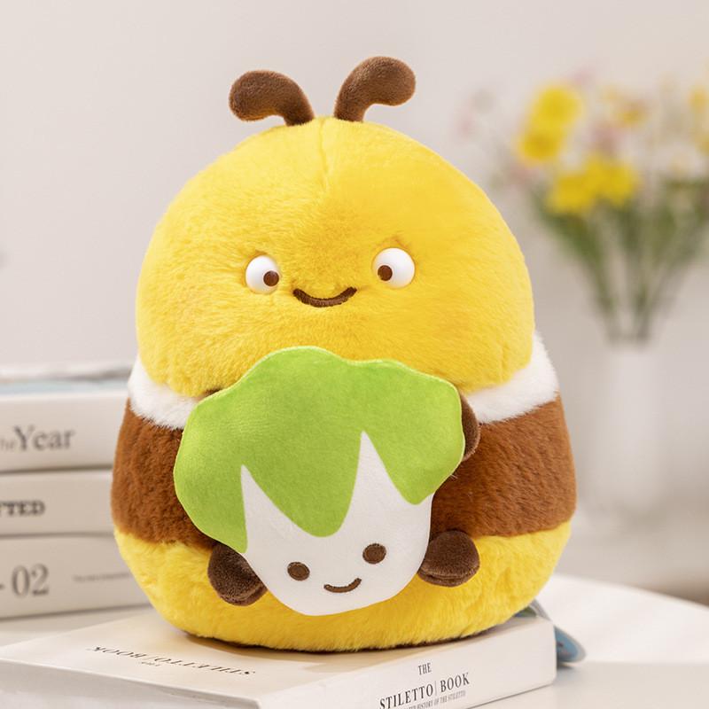 Charming Fluffy Plush Bee Doll Colorful Stuffed Animal Toy With Pp Cotton Filling