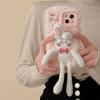 Совместимый чехол для телефона Apple 14 Pro Max, 13, 12, 11 Plush Rabbit с невидимой подставкой и защитой от падений.