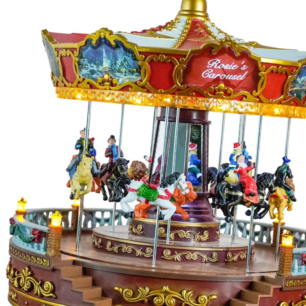 Электрическая рождественская карусель, 30 см, музыкальная шкатулка с подсветкой, вилка США, 110 В, рождественский орнамент