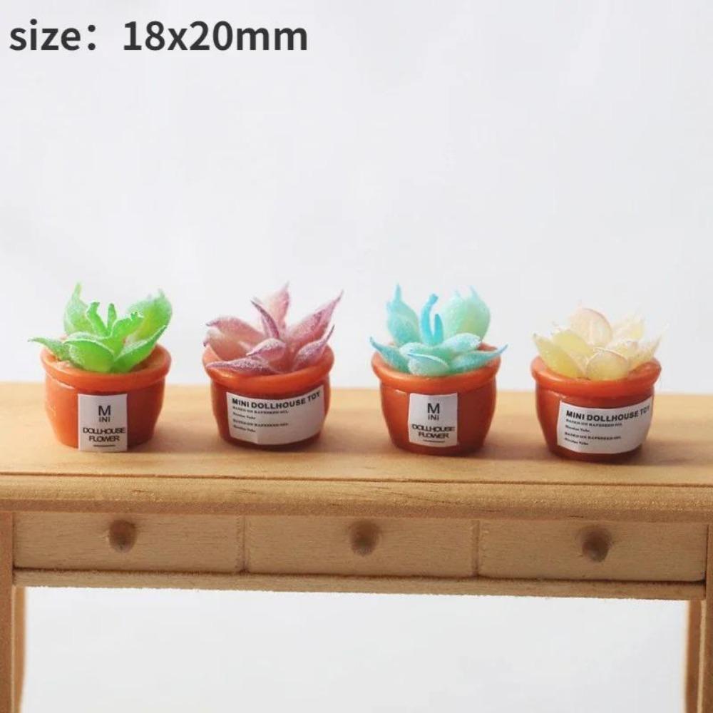 1:12 Dollhouse Miniature Mini Potted Plant Dollhouse Fairy Garden Miniature Flower Plant Diy Dollhouse Accessories