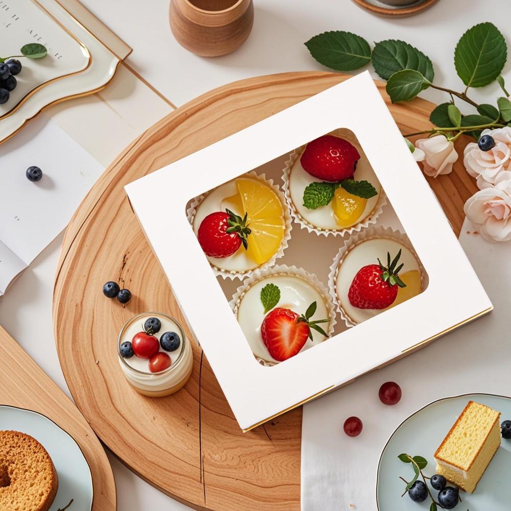 12 шт. Белая средняя подарочная коробка с окном, элегантные подарочные упаковочные коробки, квадратная прозрачная бумажная коробка с окном для мыла, ювелирных изделий, поделок на дни рождения