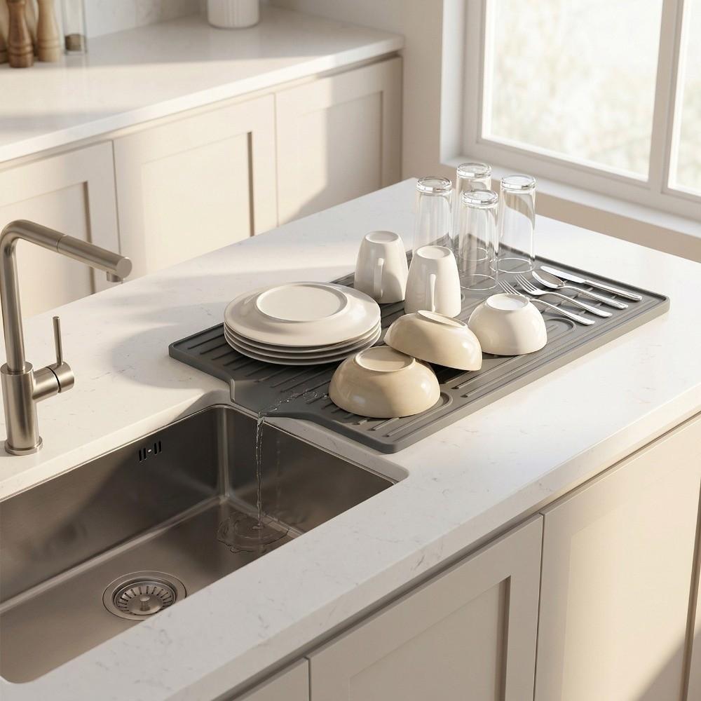 Non-Slip Kitchen Sink Mat Heat Resistant Kitchen Sink Storage Mat Sink Drain Pad  Kitchen