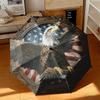 1pc American Bald Eagle Poster Umbrella Portable Folding Umbrella Iron Frame Hole Bone Structure Outdoor Home Umbrella
