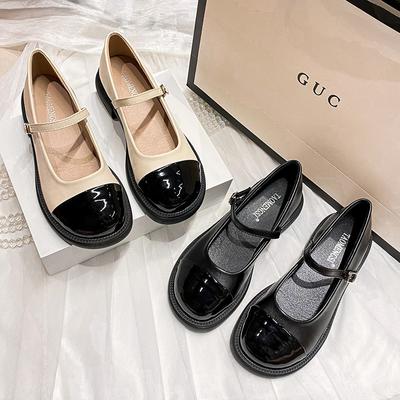 Летние большие женские туфли на толстой подошве и толстом каблуке. Туфли Мэри Джейн. Маленькие кожаные женские туфли Мэри Джейн.