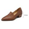 Retro Pointed Thick Heeled Single Shoes Soft Leather Women's Loafers Casual Middle Heel Shallow Mouth Temperament Solid Pumps