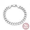 Solid Sterling Silver 925 Cuban Link Curb Chain Bracelet 3.6/5/7mm Diamond-Cut Chain Bracelet Rhodium Jewelry SB104