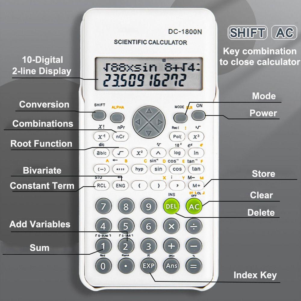 Двухстрочный 10-разрядный функциональный калькулятор Стандартные математические калькуляторы для студента и учителя