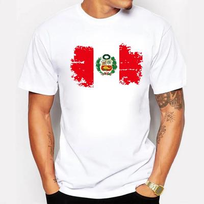 Футболки Sapextee с надписью 'Fans Cheer Peru' для мужчин, с коротким рукавом, хлопок, с изображением национального флага Перу, мужская футболка, повседневная, с круглым вырезом