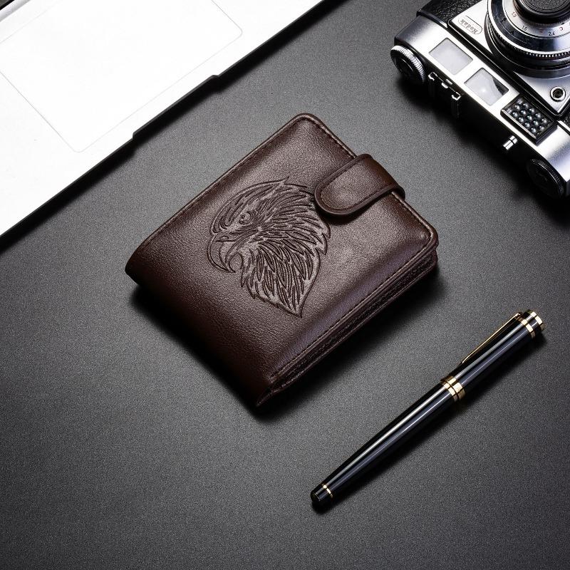 New Embossed Eagle Leather Retro Wallet Men's Multi-functional Business Large-capacity Card Bag Change Bag Portable