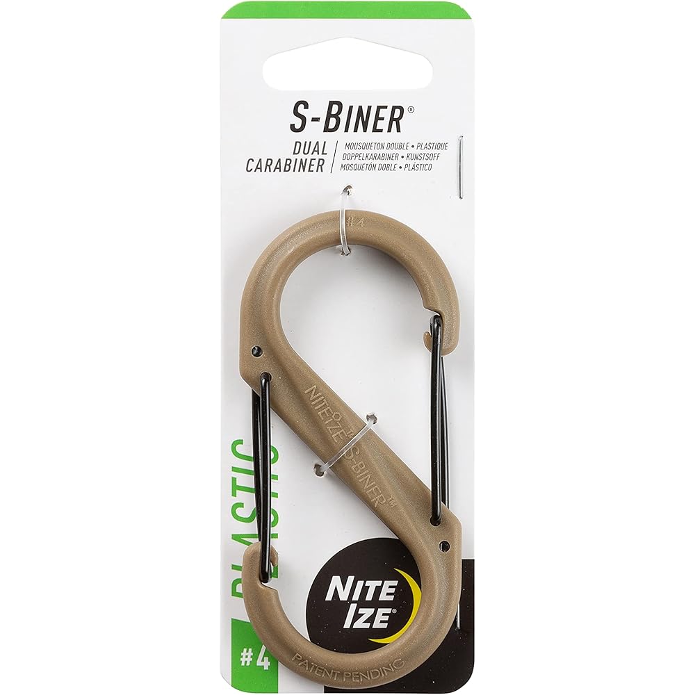 Пластиковый карабин Nite Ize S-Biner №4 Черный/Койот 4-дюймовый Универсальный зажим