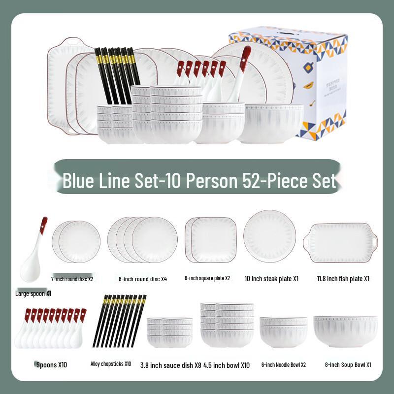 Abay Blue Stripe 70-Piece Ceramic Dinnerware Set