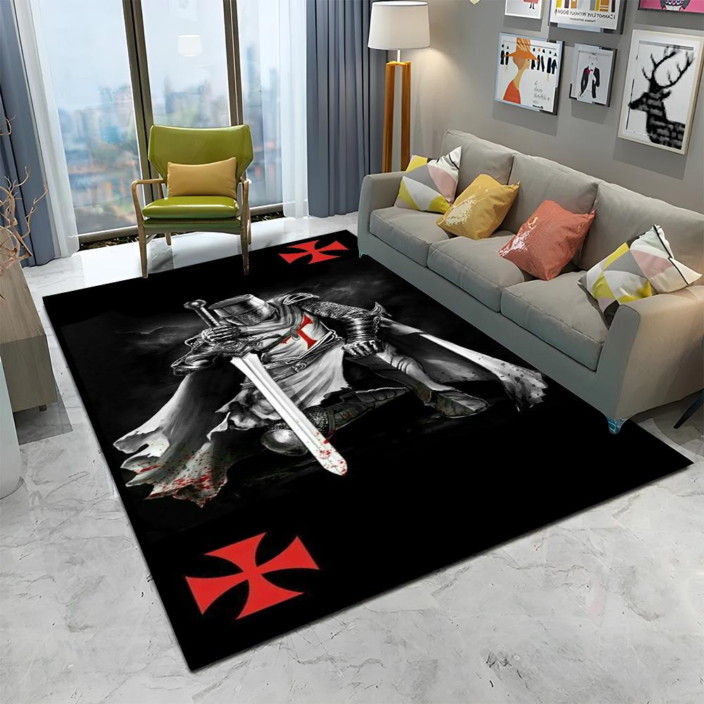 Ковер с изображением тамплиера, рыцаря-крестоносца, для игр, для дома, гостиной, спальни, дивана, прихожей, декора, коврик, нескользящий коврик
