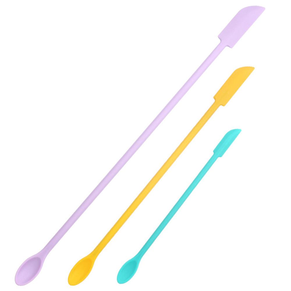 Набор из 3 силиконовых шпателей, двухсторонний скребок, косметический джем, крем, глубокая бутылка, мини-шпатель с удлиненным маленьким кончиком, инструмент для спа-макияжа