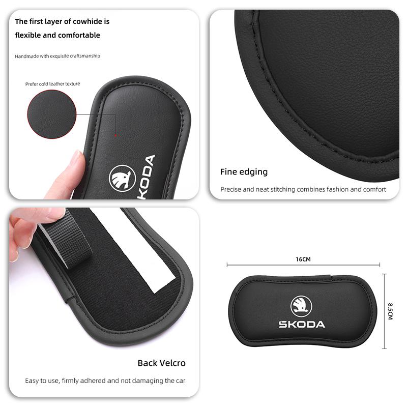 BTSN5 Car Interior Leg Knee Armrest Pad Leather Soft Cushion For Skoda Kylaq Elroq Kodiaq Octavia Enyaq Kamiq Scala Rapid Superb Karoq