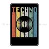Addicted To Techno Music Saying Skull Dj Music Electro Techno 90 Metal Plates Create Cinema Wall Decor Garage Tin Sign Poster