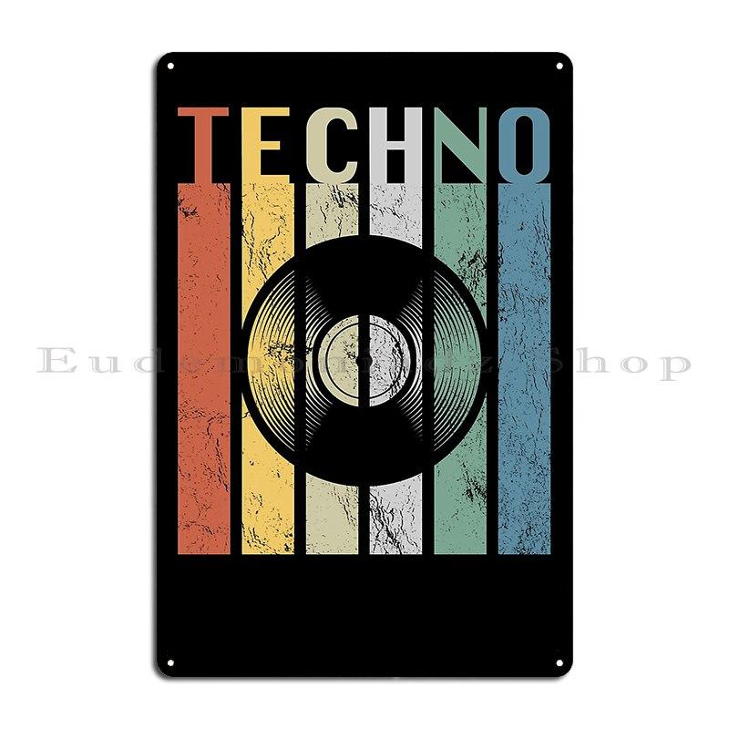 Addicted To Techno Music Saying Skull Dj Music Electro Techno 90 Metal Plates Create Cinema Wall Decor Garage Tin Sign Poster