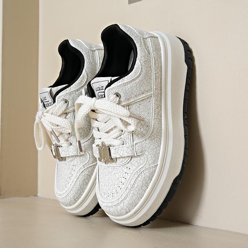 Кроссовки на платформе CRLAYDK для женщин с низким верхом на шнуровке, увеличивающие рост, для ходьбы, скейтборда, повседневного тенниса для девочек