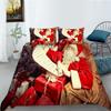 3D Christmas Bedding Holiday Decoration Quilt Cover Pillowcase 2 or 3 Double Bed Single Bed Full Size Soft Washable Zipper Home Decoration