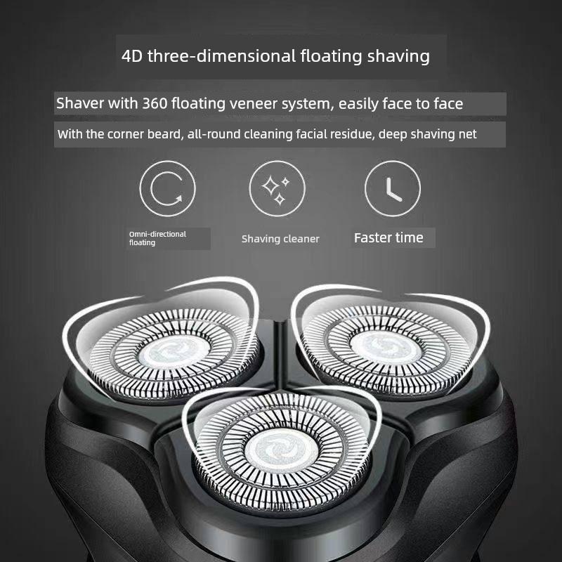 Новая мощная бритва из Германии, 4D-мойка, интеллектуальный цифровой дисплей, перезаряжаемая, с тремя лезвиями