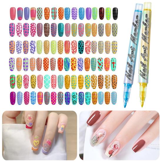 Набор 12 цветов ручек для нейл-арта Yousheng 3D маркеры для нейл-арта, лаковые ручки, быстросохнущие, для граффити, точек, рисования, лайнер-кисть для DIY нейл-арта