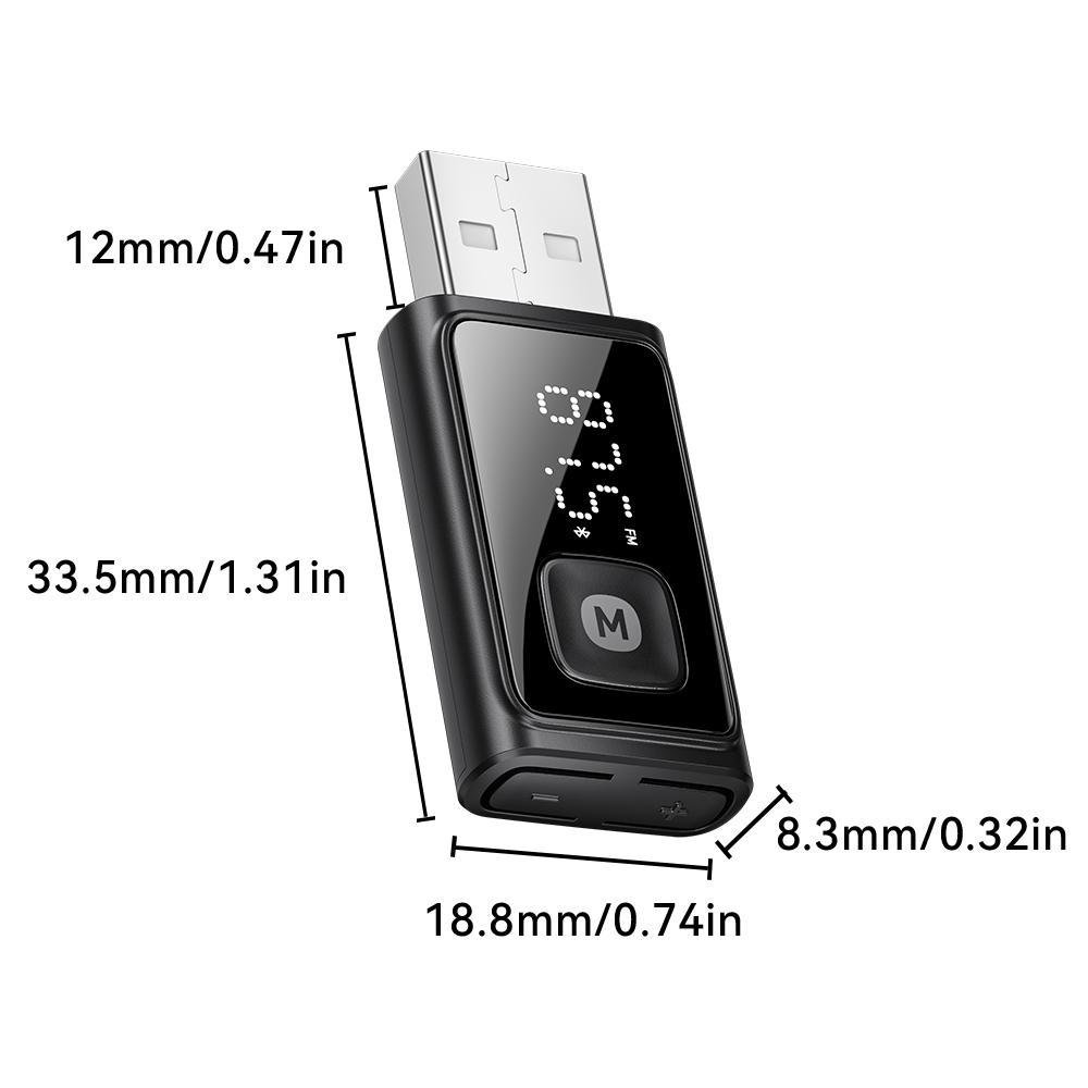 Essager Bluetooth 5.4 Car Adapter Wireless FM Transmitter with Auto On Off Hands-Free Call Hi-Fi Music Audio Receiver for Cars