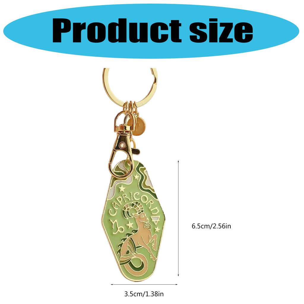 Chinese 12 Constellation Alloy Keychain Enamel Hanging Carabiner For Bag Decoration Birthday Gift Rustproof Metal Charm