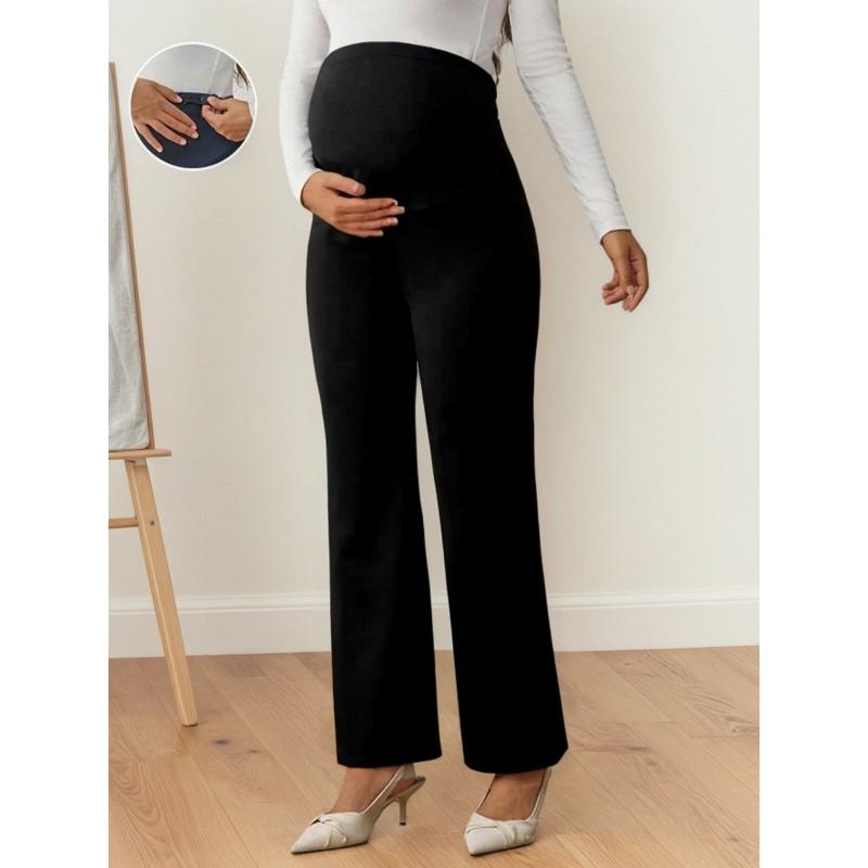 Maternity Pants Belly Support Straight Leg Loose High Waist Wide Casual Trousers Daily Wear