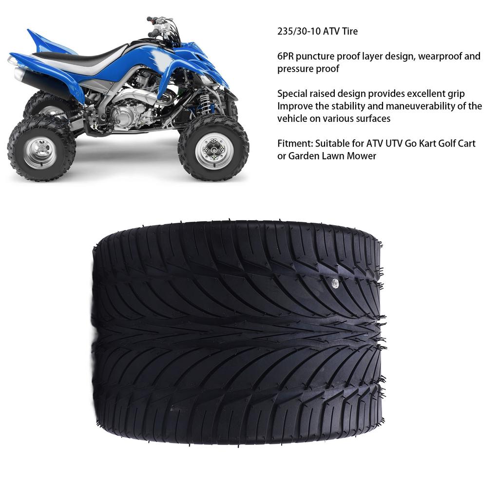 10 Inch 235/30-10 Tire Multifunctional Excellent Traction Rubber for ATV UTV Go Kart Golf Cart Lawn Mower Tire