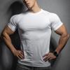 Мужская спортивная футболка с коротким рукавом, быстросохнущая, однотонная, эластичная, для зала и бега