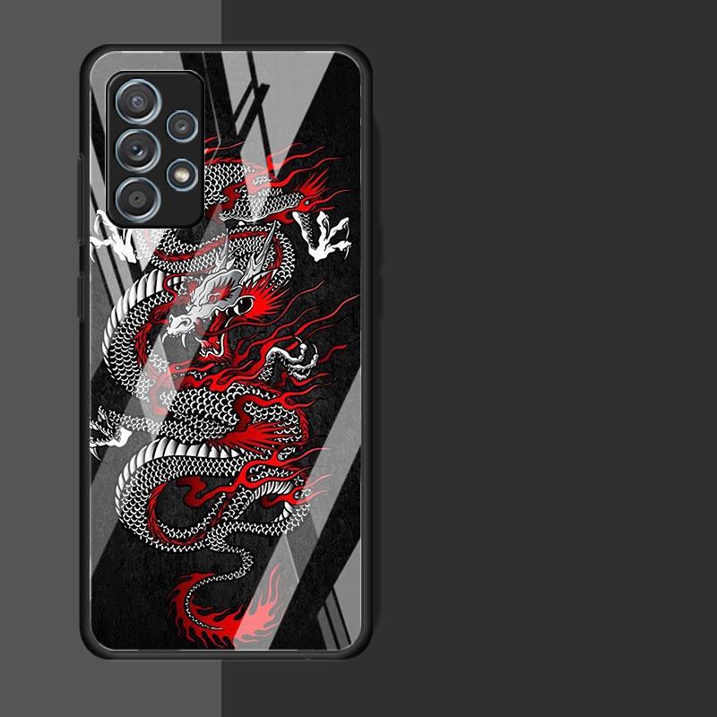 Чехол Dragon Animal Glass для Samsung Galaxy A52 A71 A50 A51 A70 A21s A31 A72 A10 A12 A30 A22 5G Phone Cover