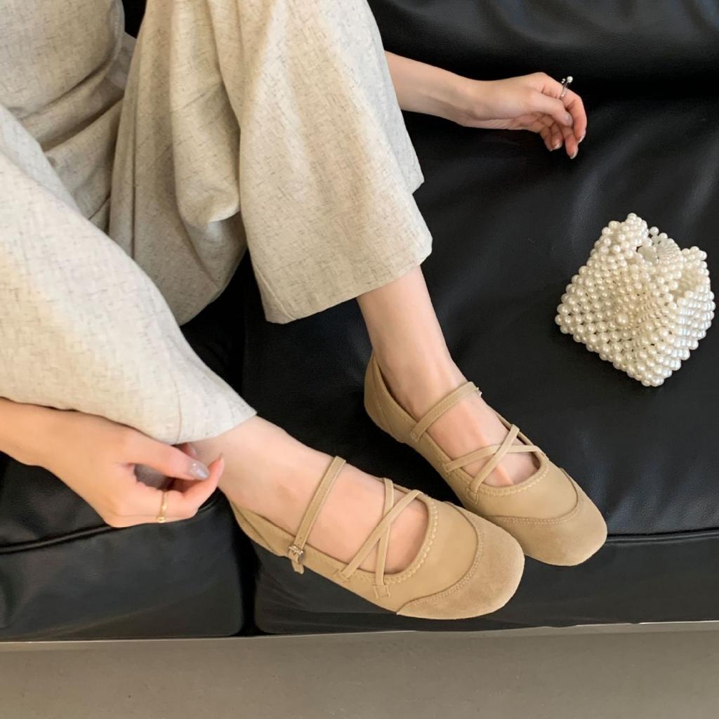 2025 French Gentle Mary Jane Shoes Women's Flat-soled Evening Soft-soled Ballet Shoes