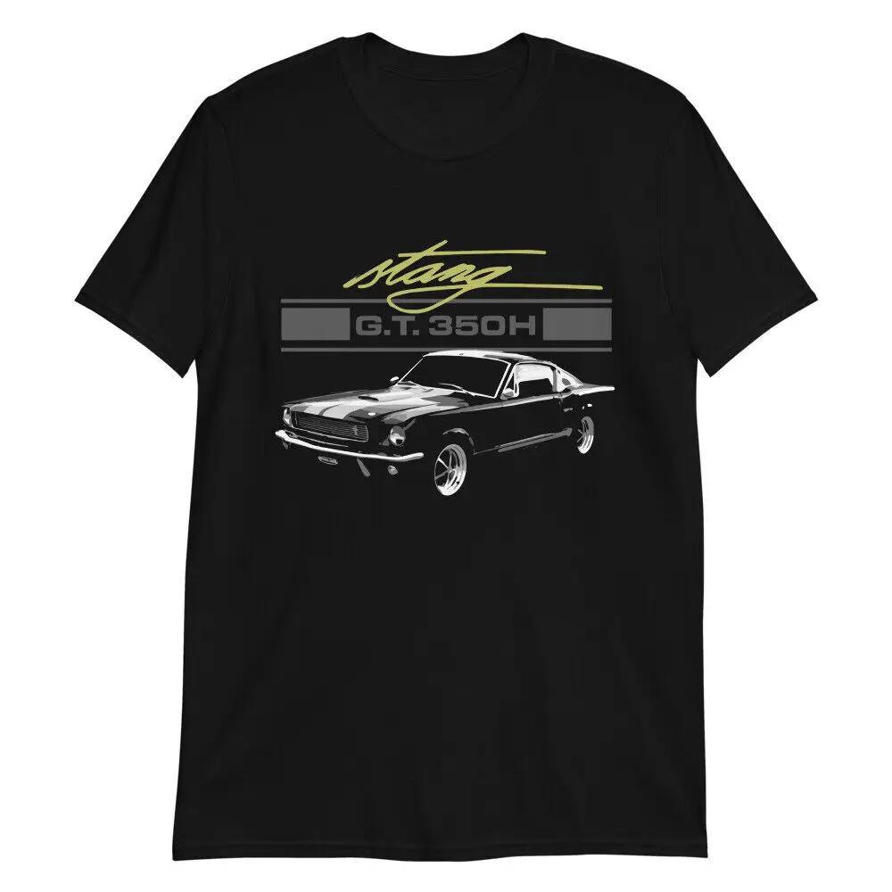 Винтажная футболка Mustang GT350H America Muscle Car Подарок коллекционеру Новая 100% хлопок Короткий рукав Круглый вырез Повседневная мужская футболка - Я...